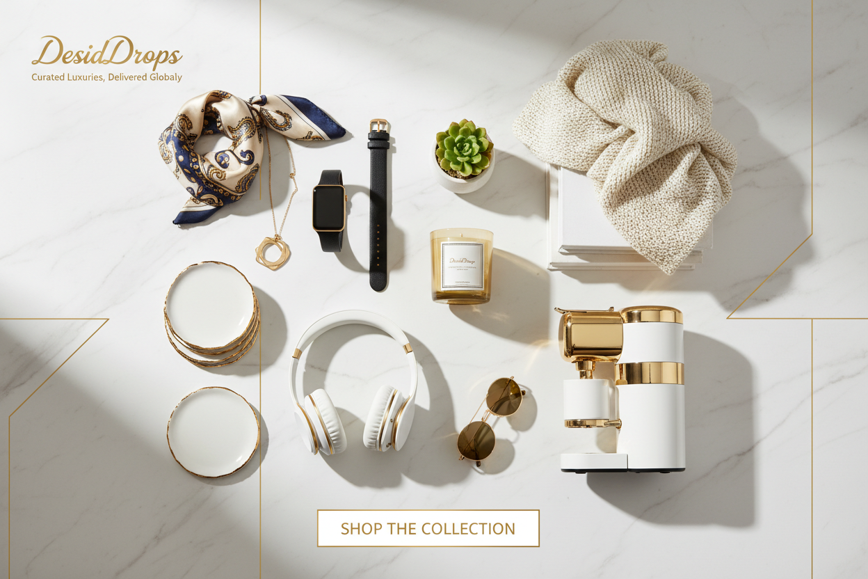 ecommerce website named DesiDrops basically a dropshipping company where we are going to sell various kind of products show me some elegant images